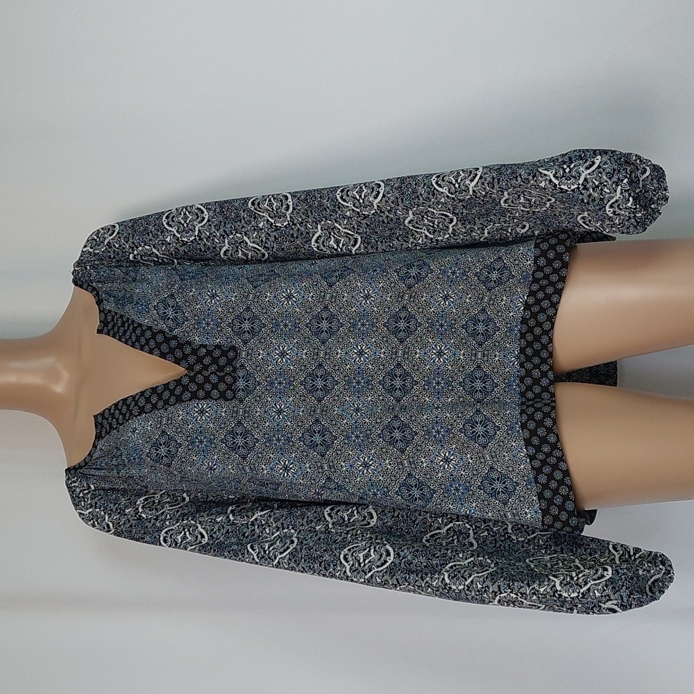 Gap Women's Blue Patterned Top Long Sleeve Size XXL‎